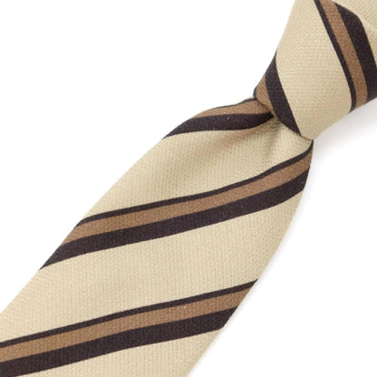 [New Outlet] GIERRE Striped Print Tri-Fold Silk Tie Beige x Brown [BEI] [S/S/A/W] [Condition Rank N-] [Men&