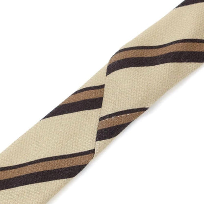 [New Outlet] GIERRE Striped Print Tri-Fold Silk Tie Beige x Brown [BEI] [S/S/A/W] [Condition Rank N-] [Men&