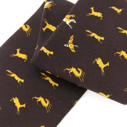 [New Outlet] GIERRE Animal Pattern Panel Print Tri-Fold Wool Silk Tie Black Brown [BRW] [A/W] [Condition Rank N-] [Men&