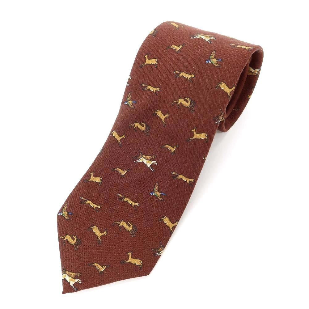 [New Outlet] GIERRE Animal Pattern Panel Print Tri-Fold Wool Silk Tie Brown [BRW] [A/W] [Condition Rank N-] [Men&