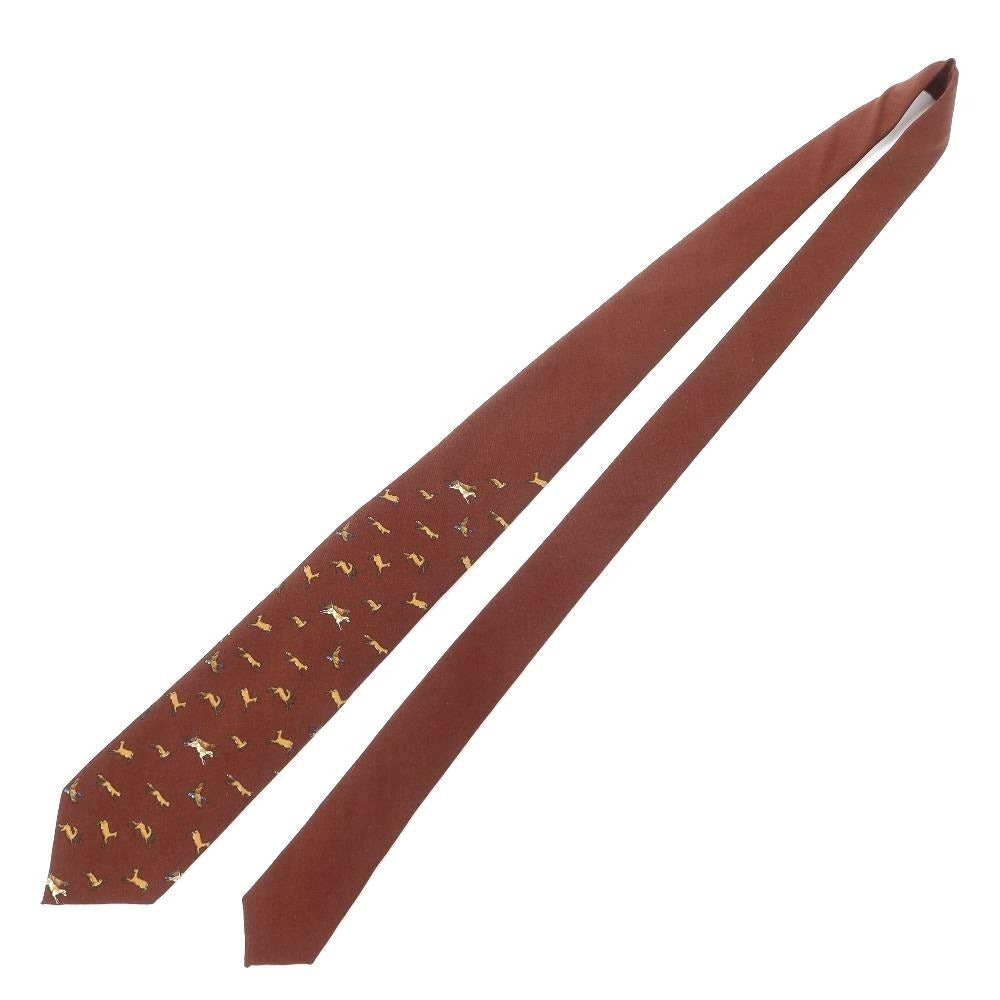 [New Outlet] GIERRE Animal Pattern Panel Print Tri-Fold Wool Silk Tie Brown [BRW] [A/W] [Condition Rank N-] [Men&