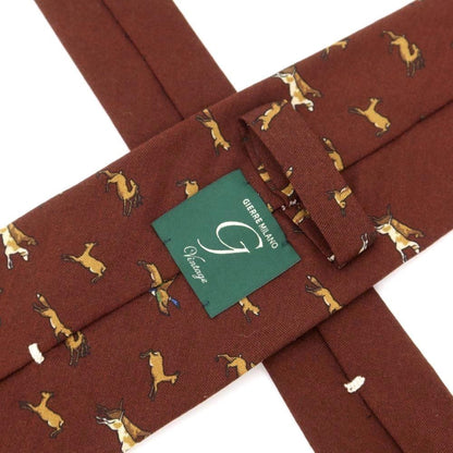 [New Outlet] GIERRE Animal Pattern Panel Print Tri-Fold Wool Silk Tie Brown [BRW] [A/W] [Condition Rank N-] [Men&