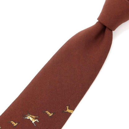 [New Outlet] GIERRE Animal Pattern Panel Print Tri-Fold Wool Silk Tie Brown [BRW] [A/W] [Condition Rank N-] [Men&