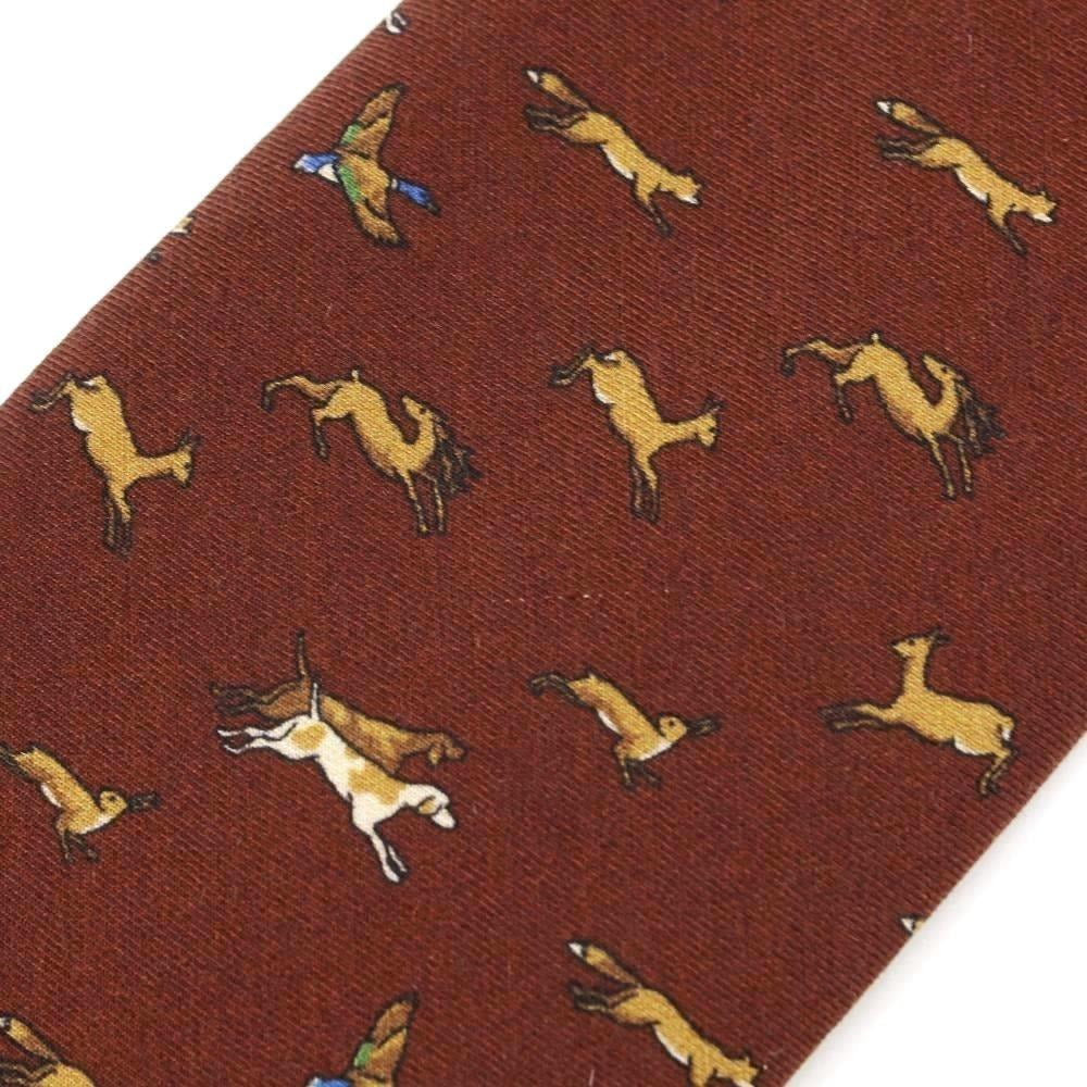 [New Outlet] GIERRE Animal Pattern Panel Print Tri-Fold Wool Silk Tie Brown [BRW] [A/W] [Condition Rank N-] [Men&