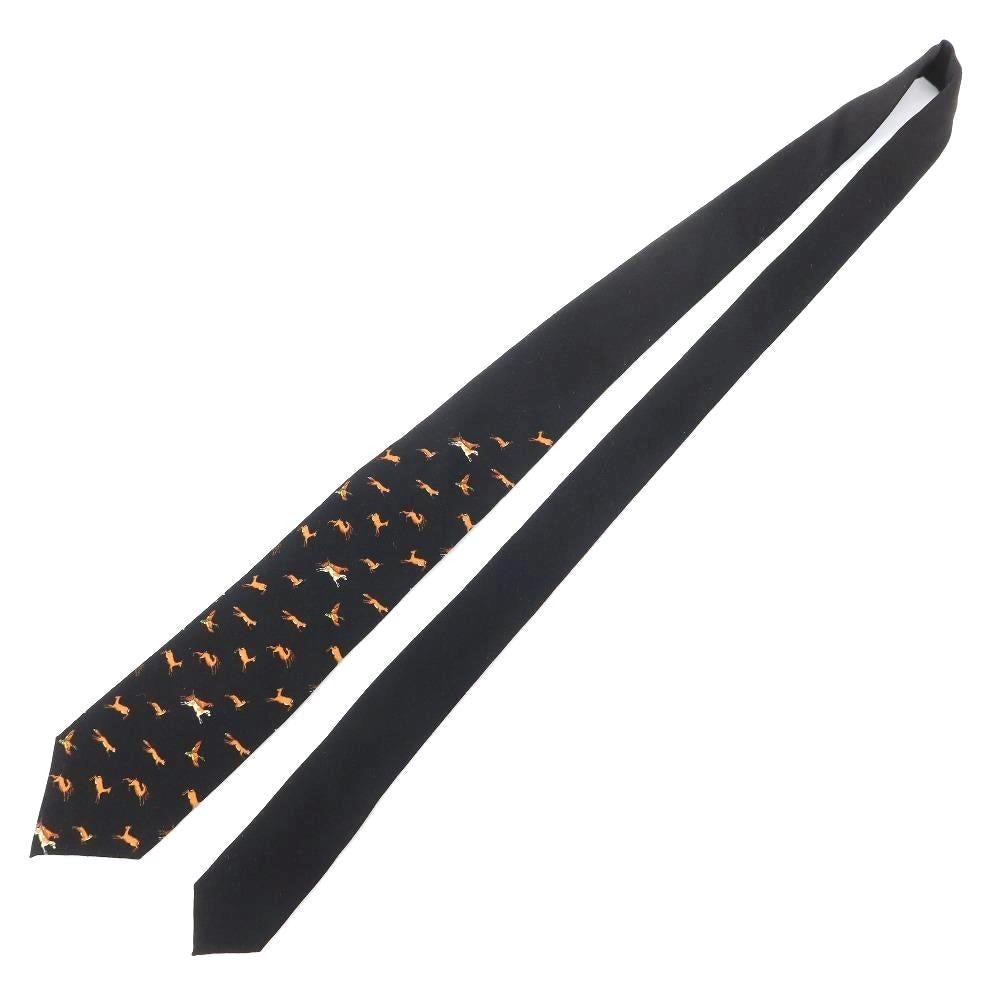 [New] GIERRE Animal Pattern Panel Print Tri-Fold Wool Silk Tie Black [BLK] [A/W] [Condition Rank N] [Men&