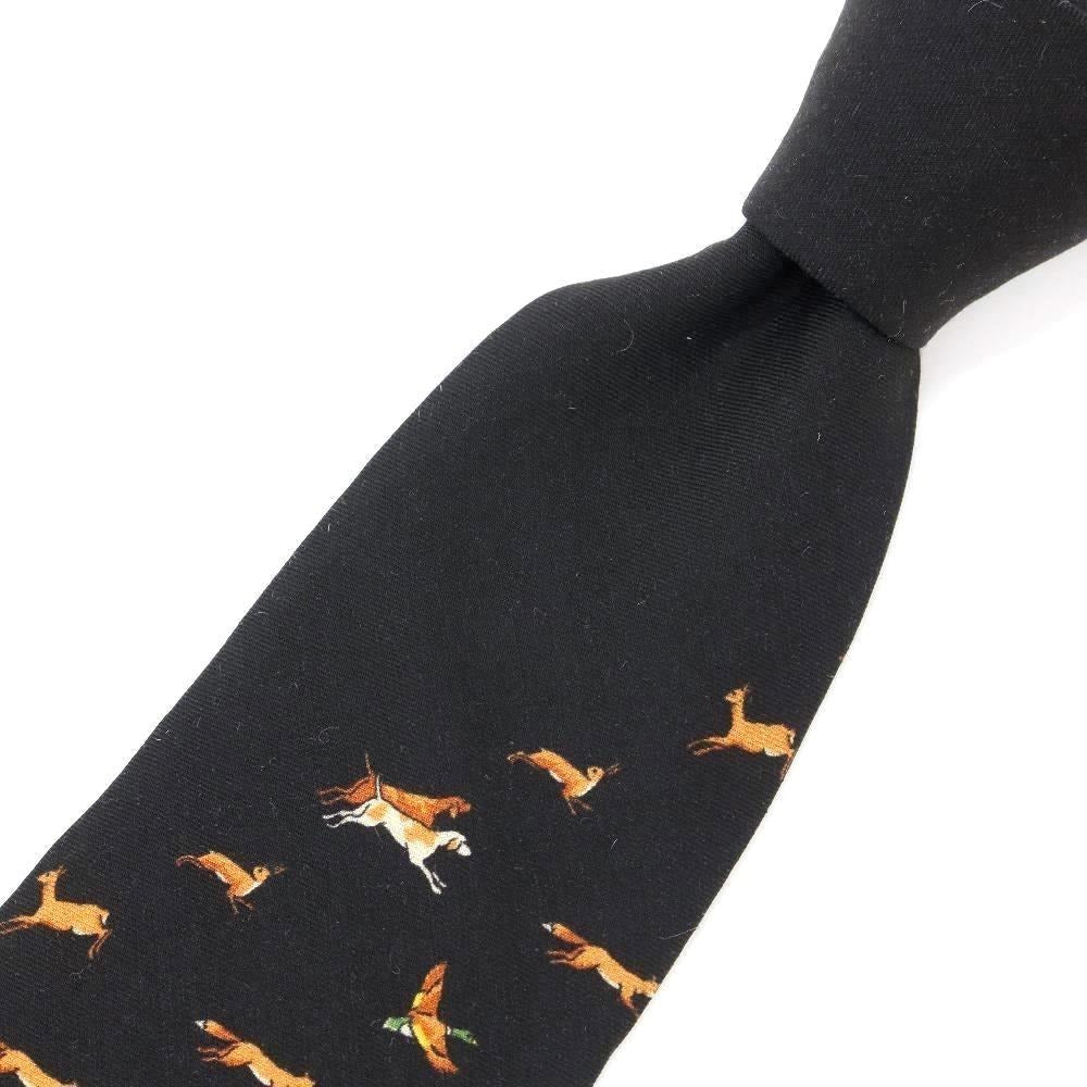 [New] GIERRE Animal Pattern Panel Print Tri-Fold Wool Silk Tie Black [BLK] [A/W] [Condition Rank N] [Men&