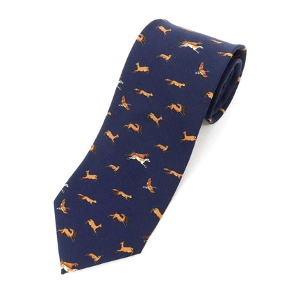 [New] GIERRE Animal Pattern Panel Print Tri-Fold Wool Silk Tie Navy [NVY] [A/W] [Condition Rank N] [Men&