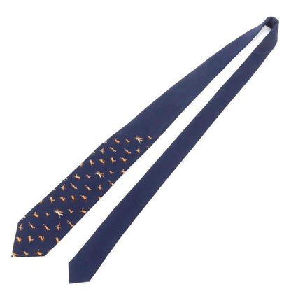 [New] GIERRE Animal Pattern Panel Print Tri-Fold Wool Silk Tie Navy [NVY] [A/W] [Condition Rank N] [Men&