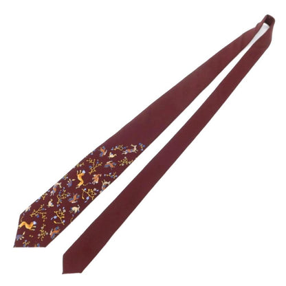 [New] GIERRE Flora and Fauna Panel Print Tri-Fold Wool Silk Tie Bordeaux [RED] [A/W] [Condition Rank N] [Men&