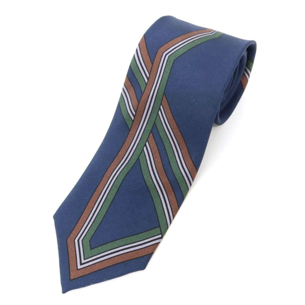 [New Outlet] GIERRE Panel Print Tri-Fold Silk Tie Navy [NVY] [S/S/A/W] [Condition Rank N-] [Men&