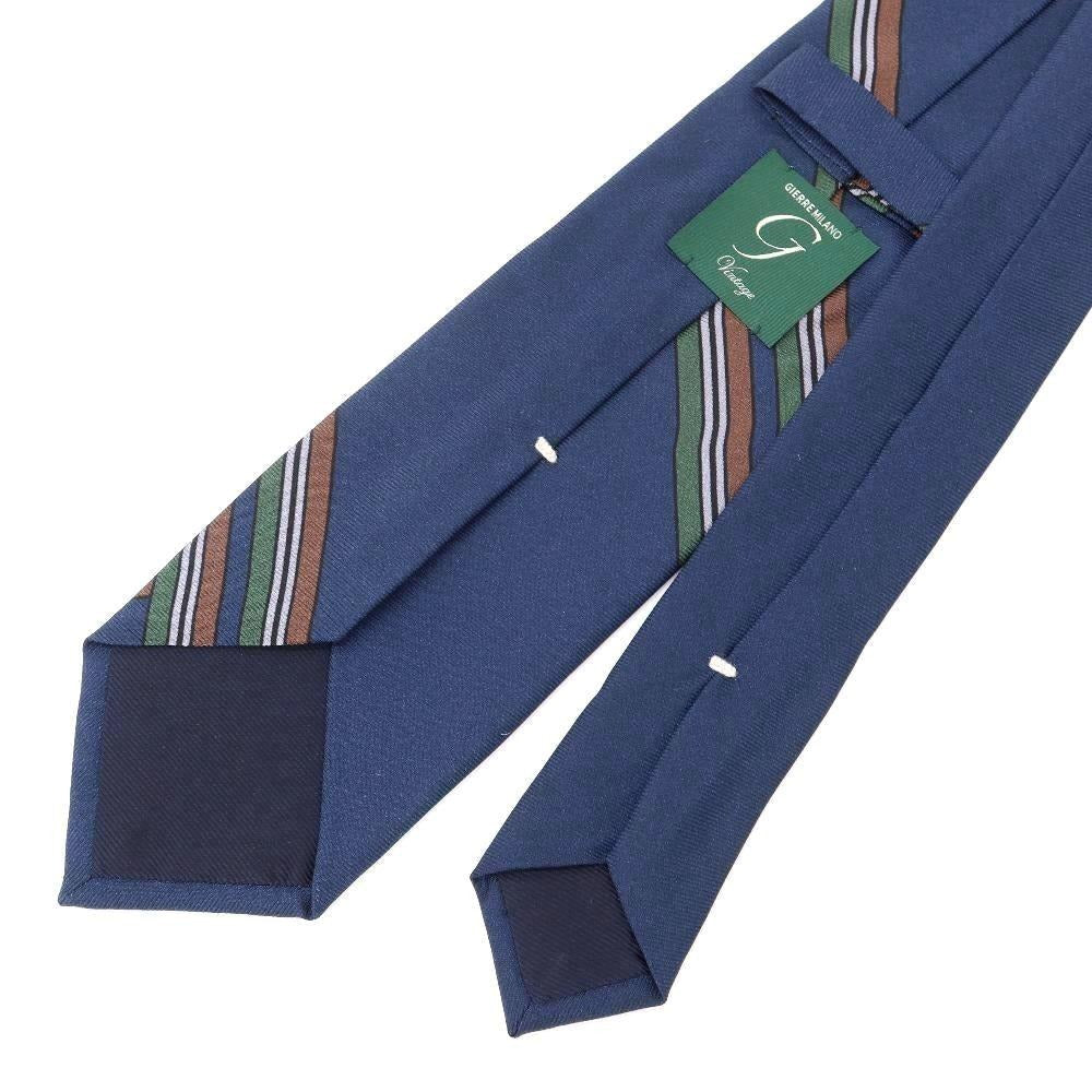 [New Outlet] GIERRE Panel Print Tri-Fold Silk Tie Navy [NVY] [S/S/A/W] [Condition Rank N-] [Men&