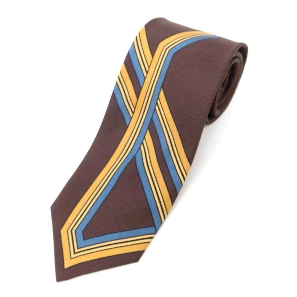 [New] GIERRE Panel Print Tri-Fold Silk Tie Brown [BRW] [S/S/A/W] [Condition Rank N] [Men&