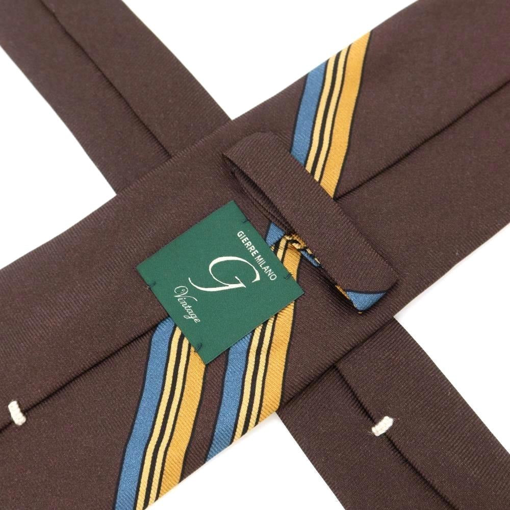 [New] GIERRE Panel Print Tri-Fold Silk Tie Brown [BRW] [S/S/A/W] [Condition Rank N] [Men&