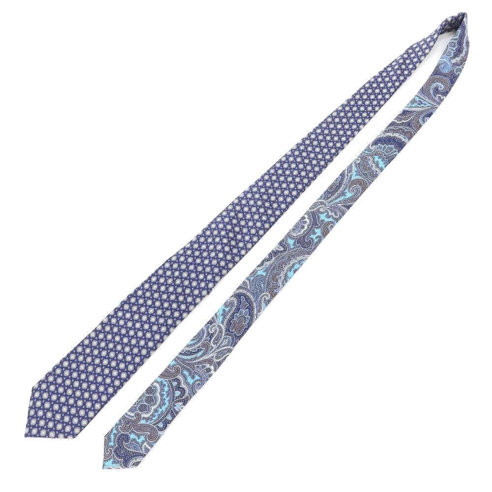 [New] GIERRE Komon x Paisley Print Tri-Fold Silk Tie Light Navy x Taupe [NVY] [S/S/A/W] [Condition Rank N] [Men&