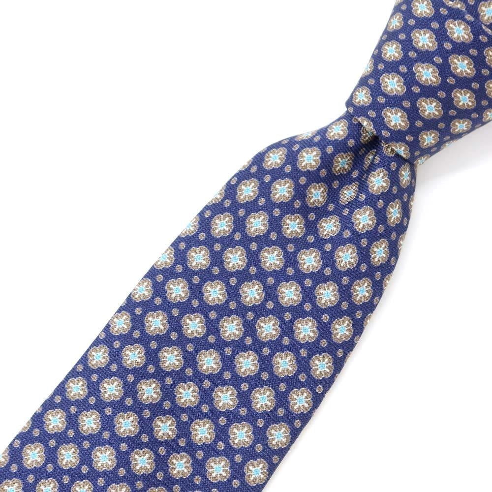 [New] GIERRE Komon x Paisley Print Tri-Fold Silk Tie Light Navy x Taupe [NVY] [S/S/A/W] [Condition Rank N] [Men&