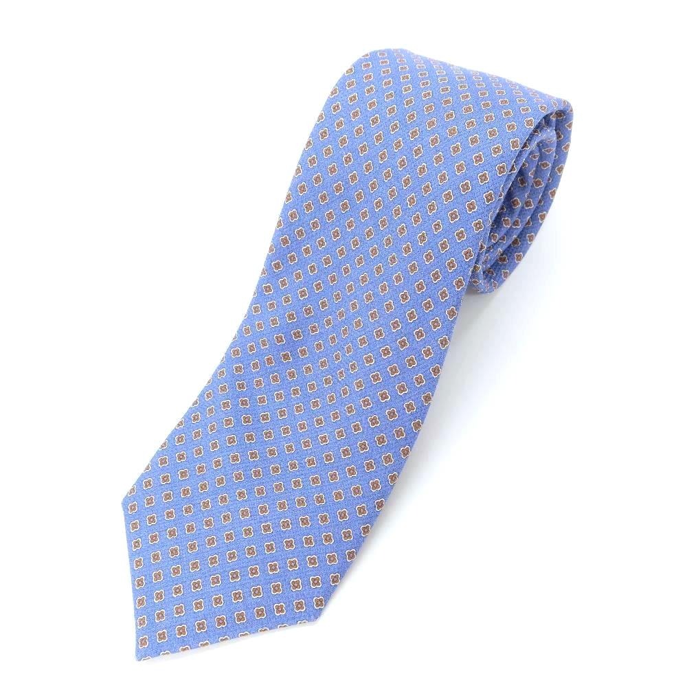 [New] GIERRE Small Pattern Print Tri-Fold Silk Tie Blue x Orange [BLU] [S/S/A/W] [Condition Rank N] [Men&