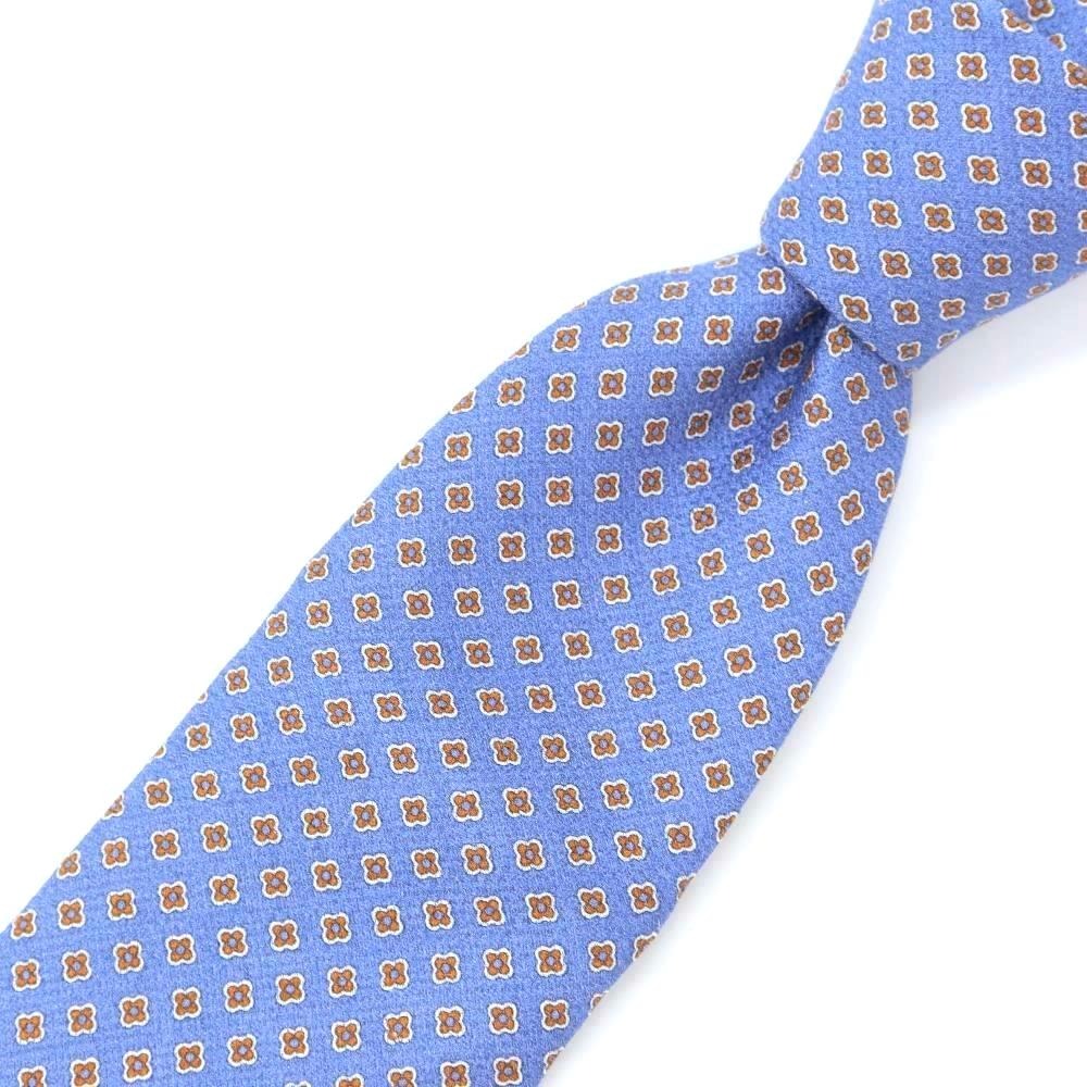 [New] GIERRE Small Pattern Print Tri-Fold Silk Tie Blue x Orange [BLU] [S/S/A/W] [Condition Rank N] [Men&