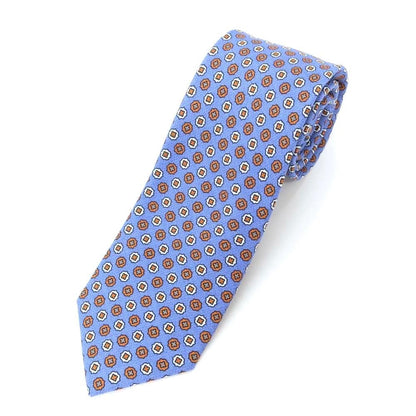 [New Outlet] GIERRE Small Pattern Print Tri-Fold Silk Tie Blue x Orange [BLU] [S/S/A/W] [Condition Rank N-] [Men&