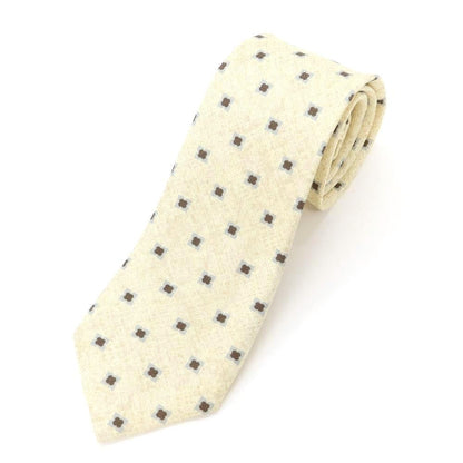 [New] GIERRE Small Pattern Print Tri-Fold Silk Tie Beige x Brown [BEI] [S/S/A/W] [Condition Rank N] [Men&