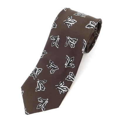 [New] GIERRE Panel Pattern Tri-Fold Silk Tie Dark Brown x White [BRW] [S/S/A/W] [Condition Rank N] [Men&