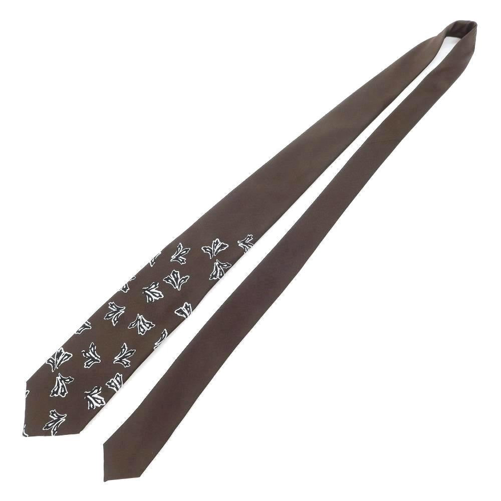 [New] GIERRE Panel Pattern Tri-Fold Silk Tie Dark Brown x White [BRW] [S/S/A/W] [Condition Rank N] [Men&