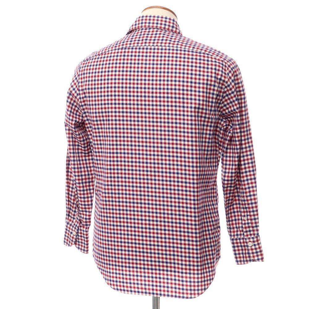 [Used] Finamore Cotton Check Horizontal Collar Shirt Red x Navy [Size M] [RED] [S/S/A/W] [Condition Rank C] [Men&