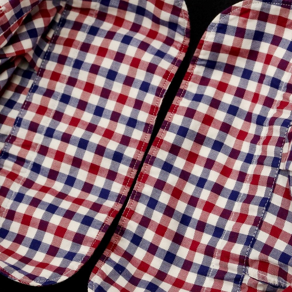 [Used] Finamore Cotton Check Horizontal Collar Shirt Red x Navy [Size M] [RED] [S/S/A/W] [Condition Rank C] [Men&