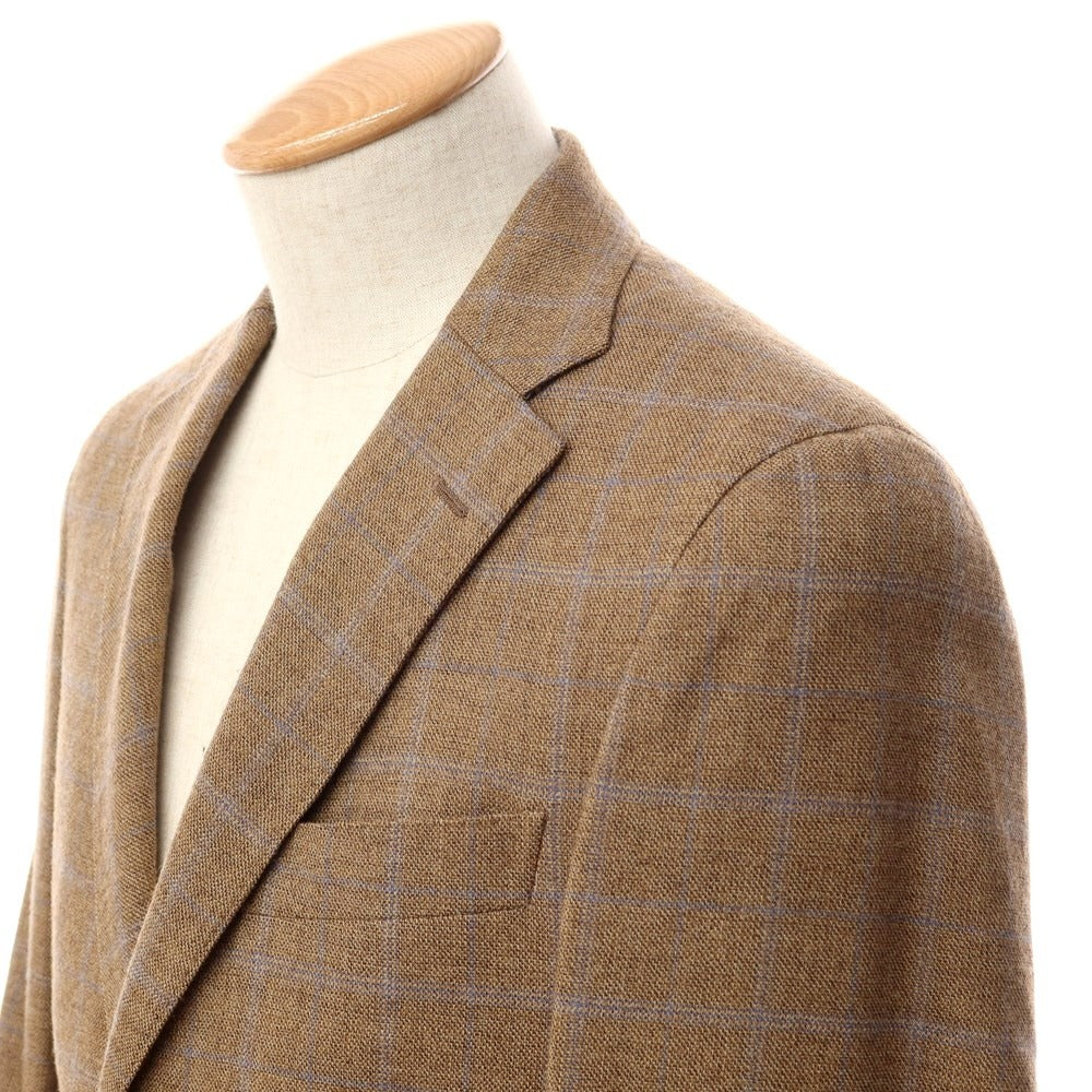 【中古】アザブテーラー azabu tailor ウール チェック テーラードジャケット ブラウン系xブルー【サイズ44】【BRW】【A/W】【状態ランクB】【メンズ】【768994】