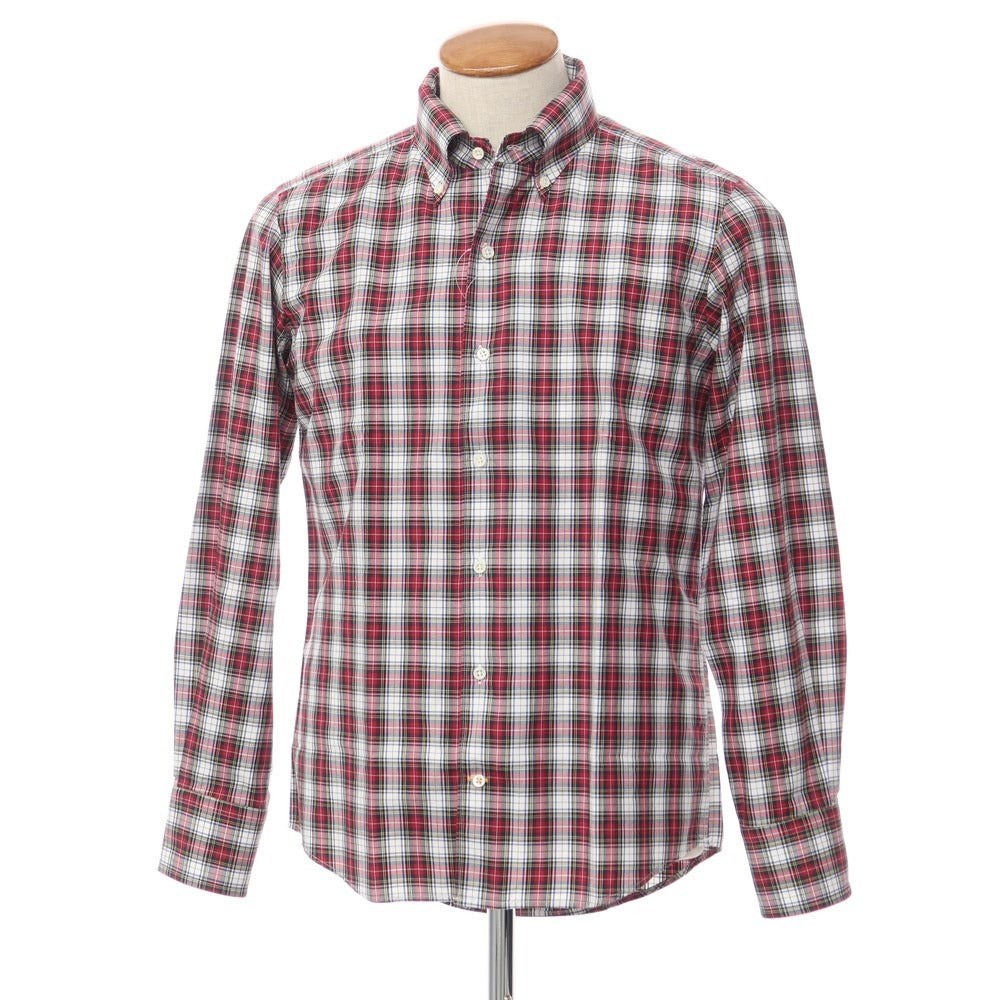 [Used] SHIPS Cotton Check Button-down Casual Shirt White x Red [Size M] [WHT] [S/S/A/W] [Condition Rank B] ​​[Men&