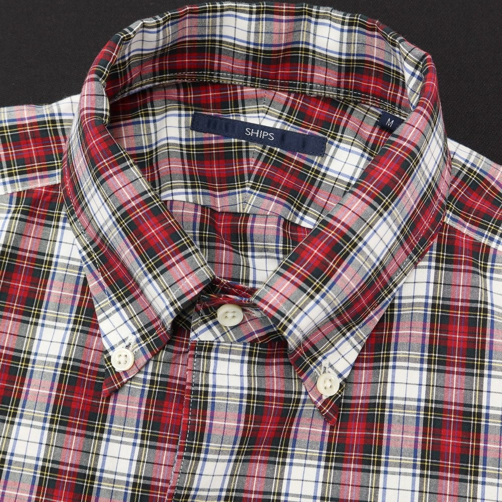 [Used] SHIPS Cotton Check Button-down Casual Shirt White x Red [Size M] [WHT] [S/S/A/W] [Condition Rank B] ​​[Men&