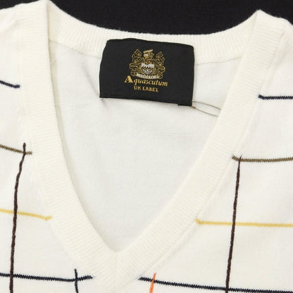 [Used] Aquascutum High Gauge Cotton V-neck Knit White x Black [Size M] [WHT] [S/S] [Condition Rank A] [Men&