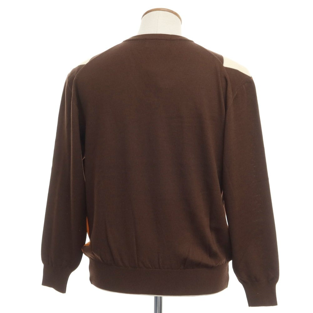 【中古】アクアスキュータム Aquascutum ウール Vネック プルオーバーニット ブラウンxオレンジ【サイズM】【BRW】【A/W】【状態ランクA】【メンズ】【769078】