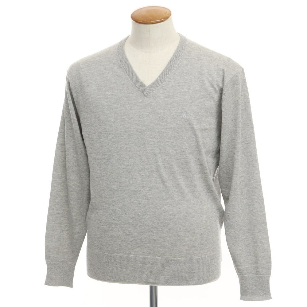 【中古】アクアスキュータム Aquascutum カシミヤコットン Vネック プルオーバーニット グレー【サイズM】【GRY】【A/W】【状態ランクA】【メンズ】【769078】