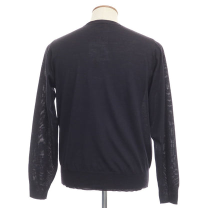 [Used] Aquascutum wool V-neck pullover knit, dark navy [Size M] [NVY] [A/W] [Condition Rank D] [Men&