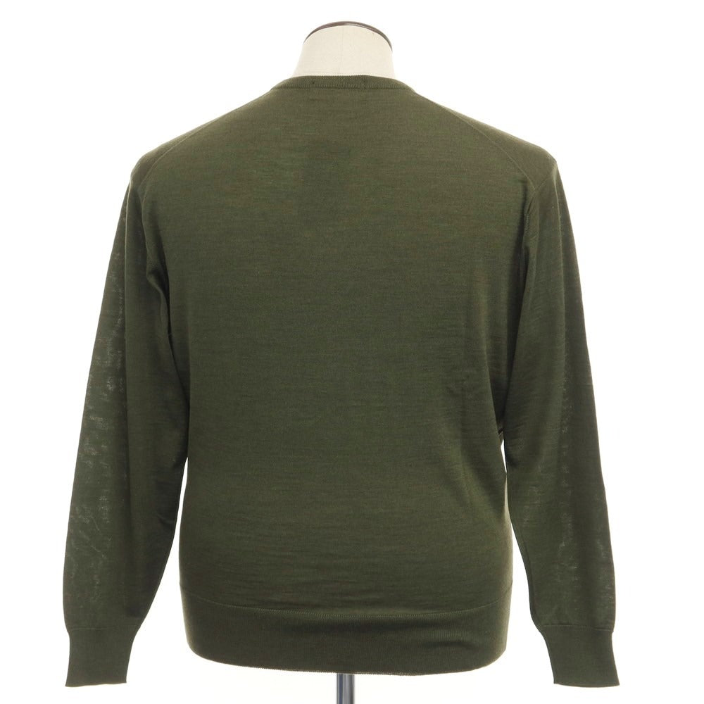 【中古】アクアスキュータム Aquascutum ウールシルク Vネック プルオーバーニット オリーブ【サイズL】【GRN】【A/W】【状態ランクA】【メンズ】【769078】