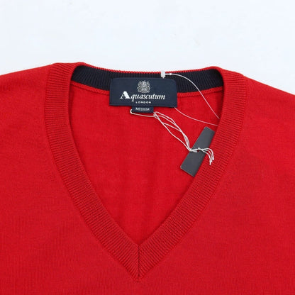 [Used] Aquascutum wool silk V-neck pullover knit red [Size M] [RED] [A/W] [Condition Rank A] [Men&