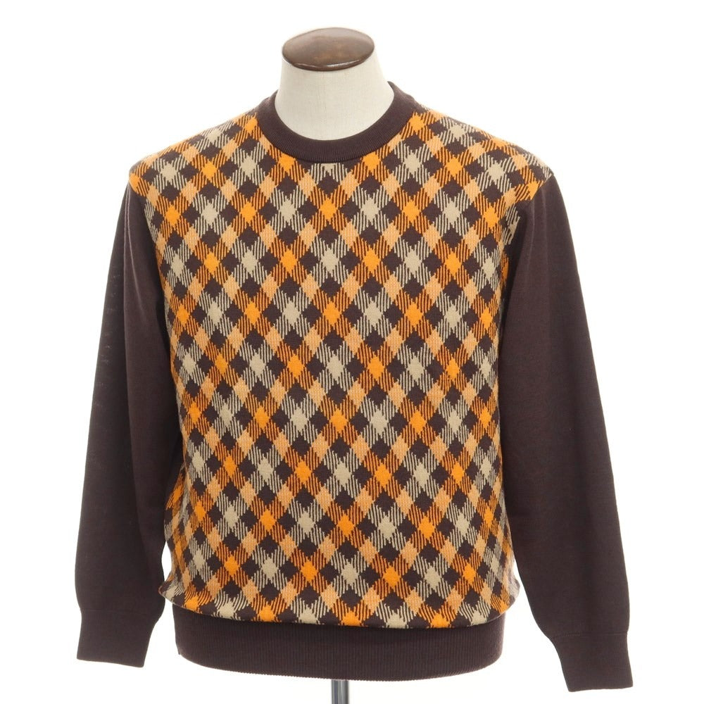 [Used] Aquascutum Wool Crew Neck Pullover Knit Brown x Orange [Size L] [BRW] [A/W] [Condition Rank A] [Men&