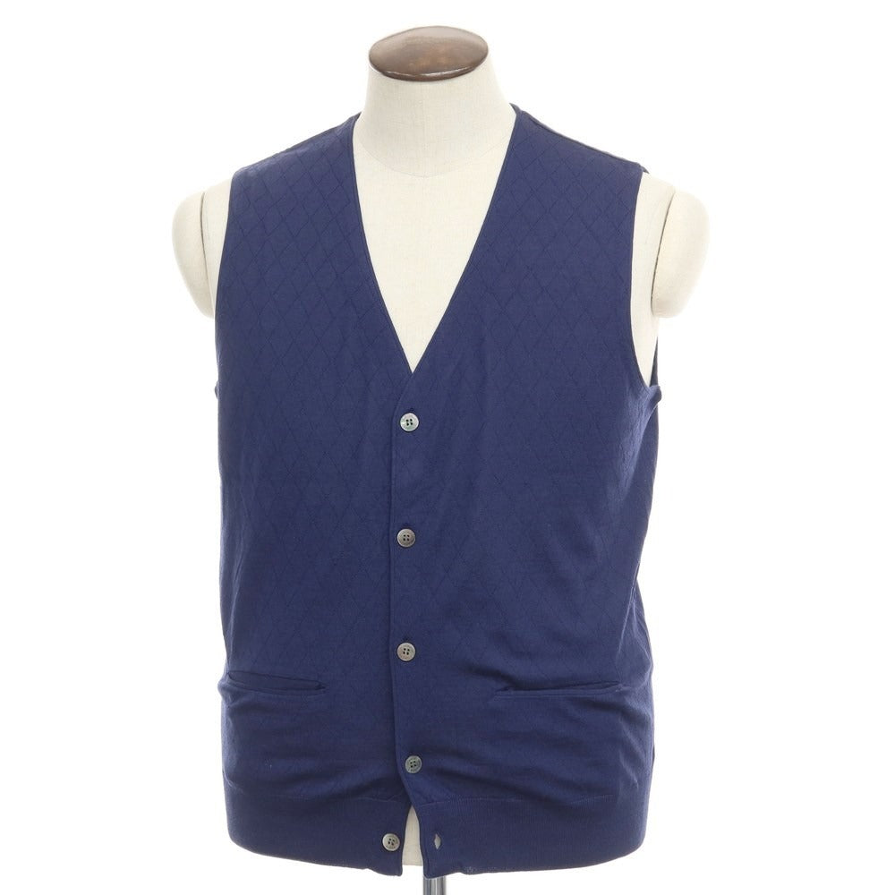【中古】アクアスキュータム Aquascutum ウールシルク ニットベスト ネイビー【サイズL】【NVY】【A/W】【状態ランクA】【メンズ】【769078】