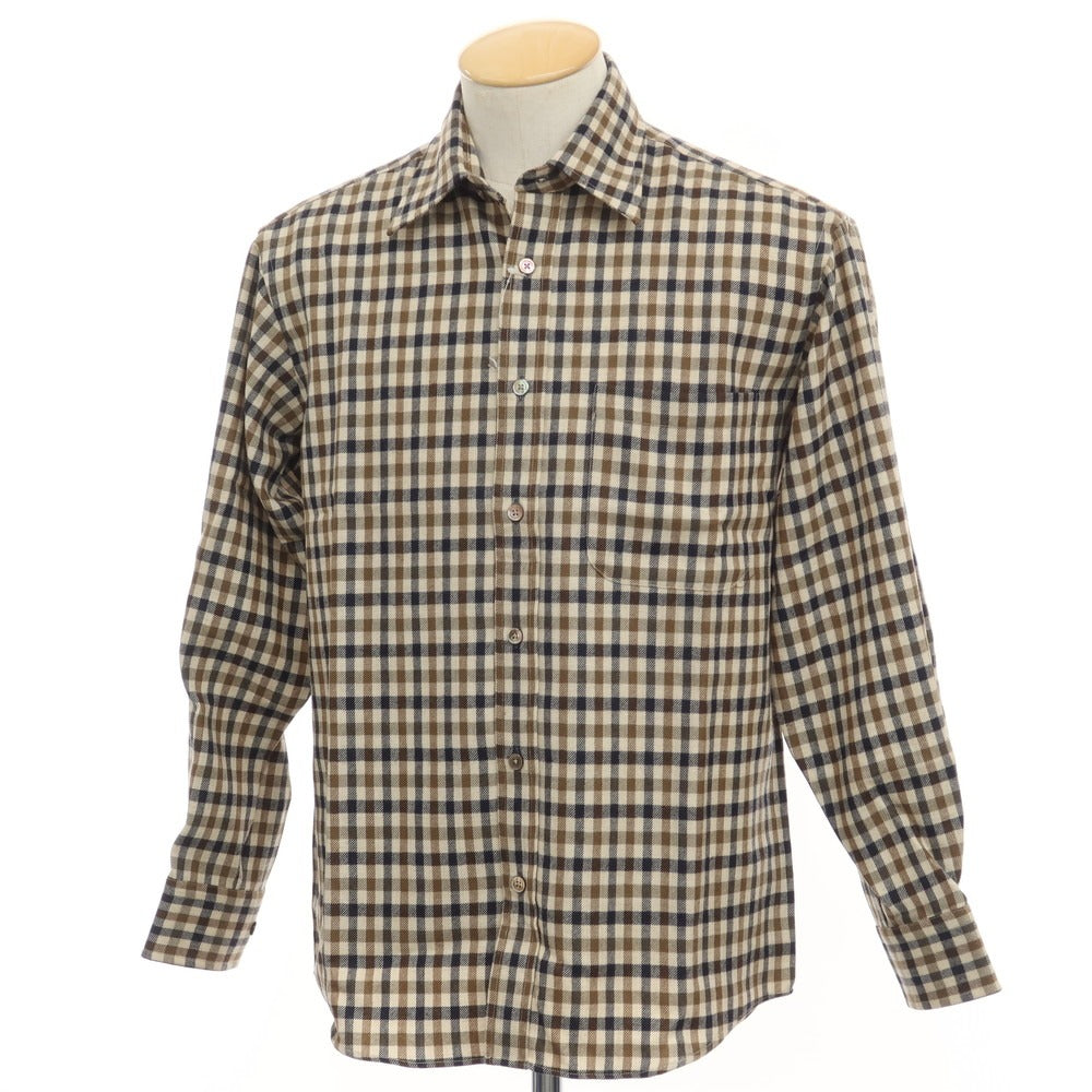 [Used] [Unused] Aquascutum Wool Check Shirt Beige x Brown x Black [Size S] [BEI] [A/W] [Condition Rank S] [Men&
