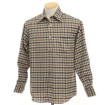 [Used] [Unused] Aquascutum Wool Check Shirt Beige x Brown x Black [Size S] [BEI] [A/W] [Condition Rank S] [Men&