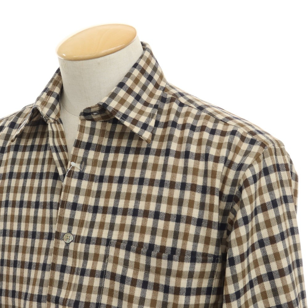 [Used] [Unused] Aquascutum Wool Check Shirt Beige x Brown x Black [Size S] [BEI] [A/W] [Condition Rank S] [Men&