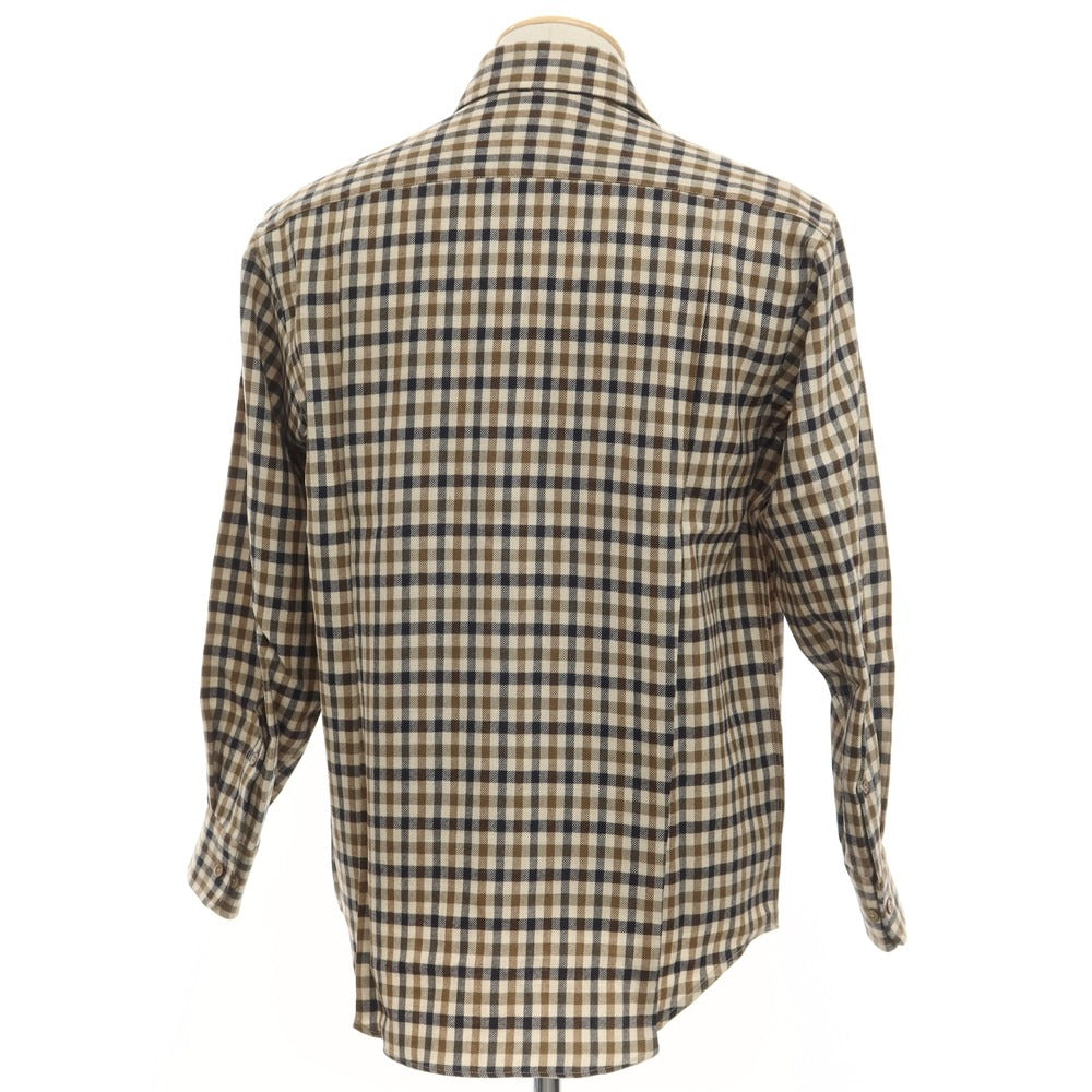 [Used] [Unused] Aquascutum Wool Check Shirt Beige x Brown x Black [Size S] [BEI] [A/W] [Condition Rank S] [Men&