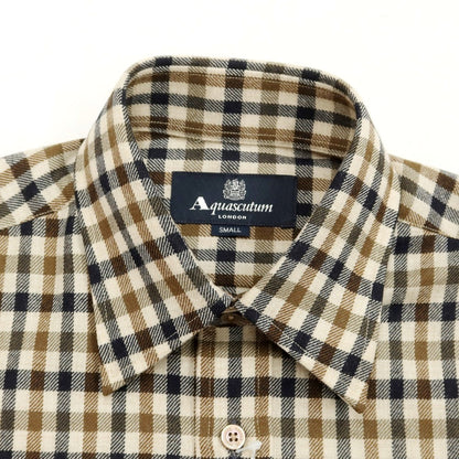 [Used] [Unused] Aquascutum Wool Check Shirt Beige x Brown x Black [Size S] [BEI] [A/W] [Condition Rank S] [Men&