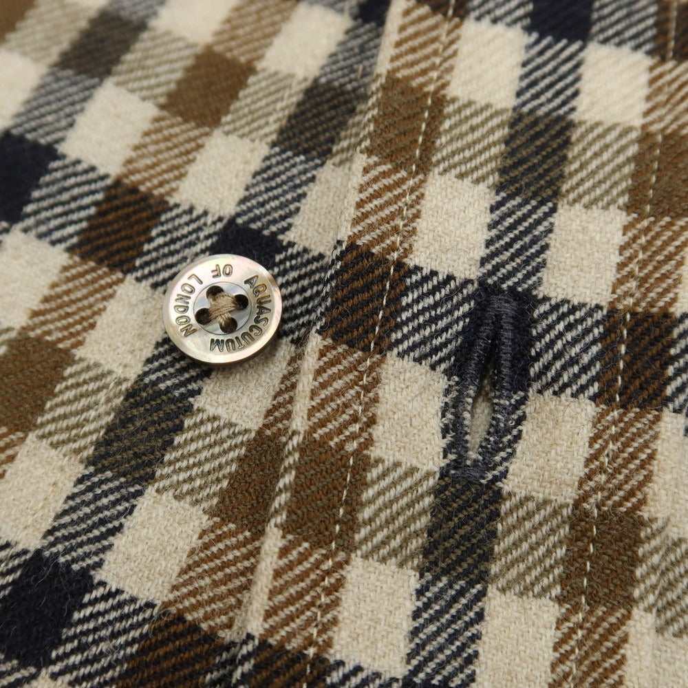 [Used] [Unused] Aquascutum Wool Check Shirt Beige x Brown x Black [Size S] [BEI] [A/W] [Condition Rank S] [Men&