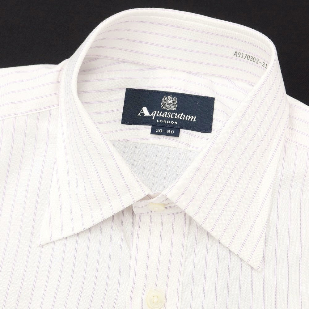 [Used] [Unused] Aquascutum Striped Dress Shirt White x Purple [Size 39-80] [WHT] [S/S/A/W] [Condition Rank S] [Men&