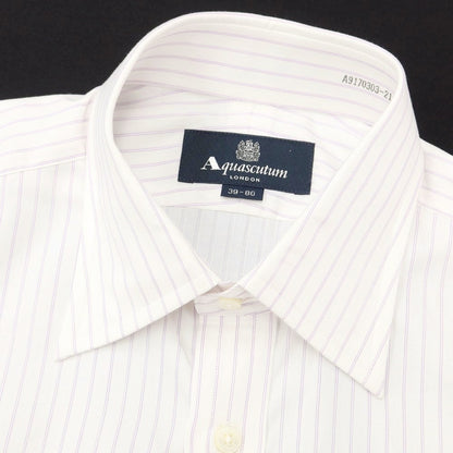 [Used] [Unused] Aquascutum Striped Dress Shirt White x Purple [Size 39-80] [WHT] [S/S/A/W] [Condition Rank S] [Men&