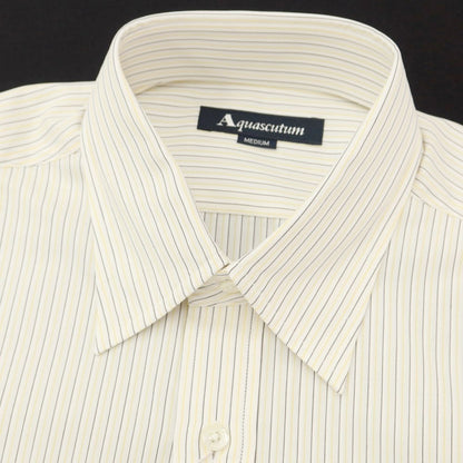 [Used] Aquascutum Cotton polyester striped short sleeve shirt White x Yellow [Size M] [YEL] [S/S] [Condition Rank B] ​​[Men&