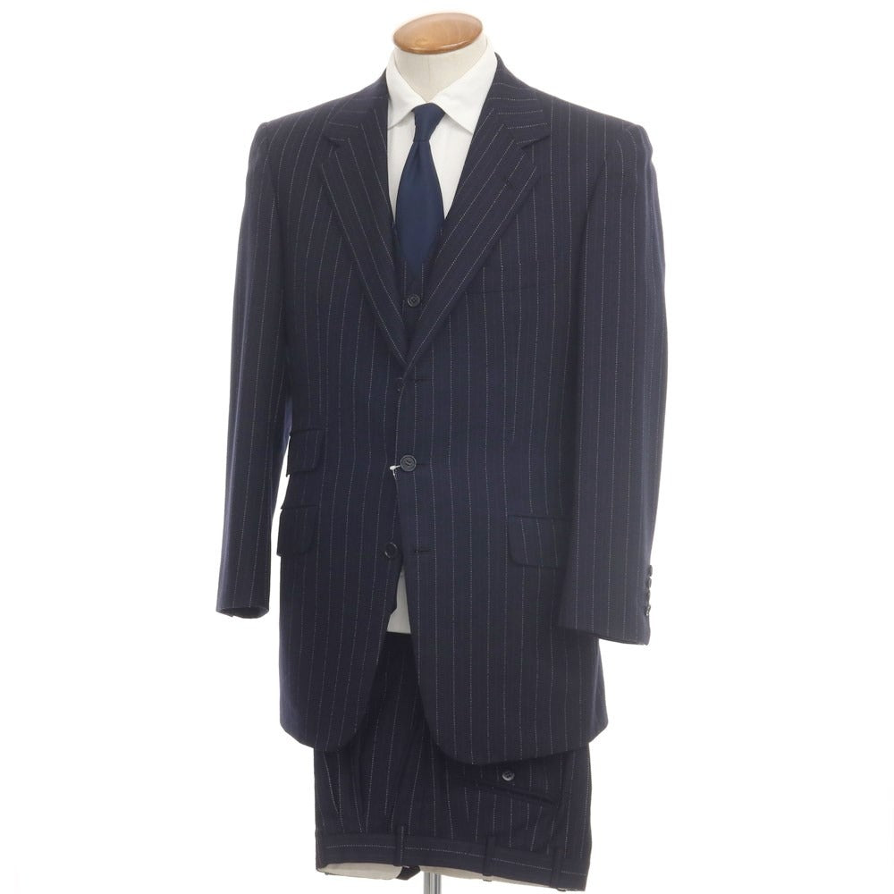 [Used] Brioni Wool 3-piece Striped 3B Set-up Suit Navy [Size not specified (L size)] [NVY] [A/W] [Condition Rank D] [Men&