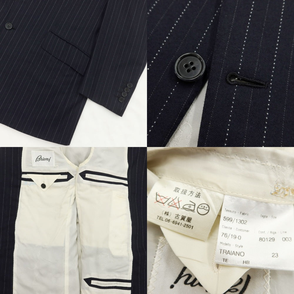 [Used] Brioni Wool 3-piece Striped 3B Set-up Suit Navy [Size not specified (L size)] [NVY] [A/W] [Condition Rank D] [Men&