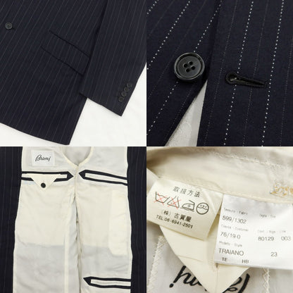 [Used] Brioni Wool 3-piece Striped 3B Set-up Suit Navy [Size not specified (L size)] [NVY] [A/W] [Condition Rank D] [Men&